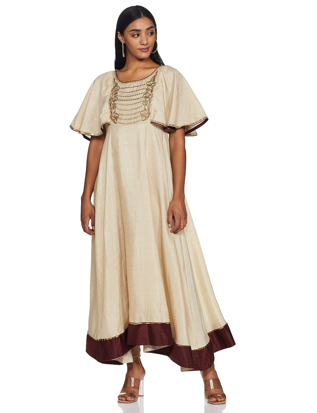 Aurelia WomenS Synthetic A-Line Maxi Dress (19Aua10793-500617_Natural_L)