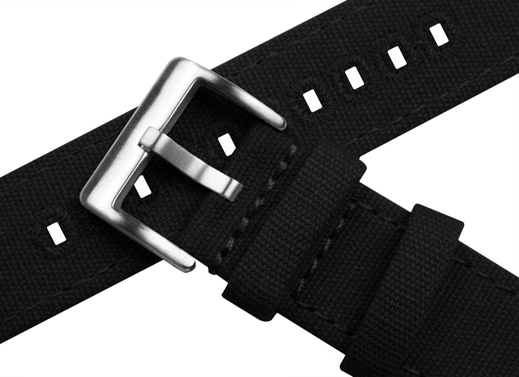 BARTON WATCH BANDS Quick Release Canvas Watch Band Straps, Black, 20mm
