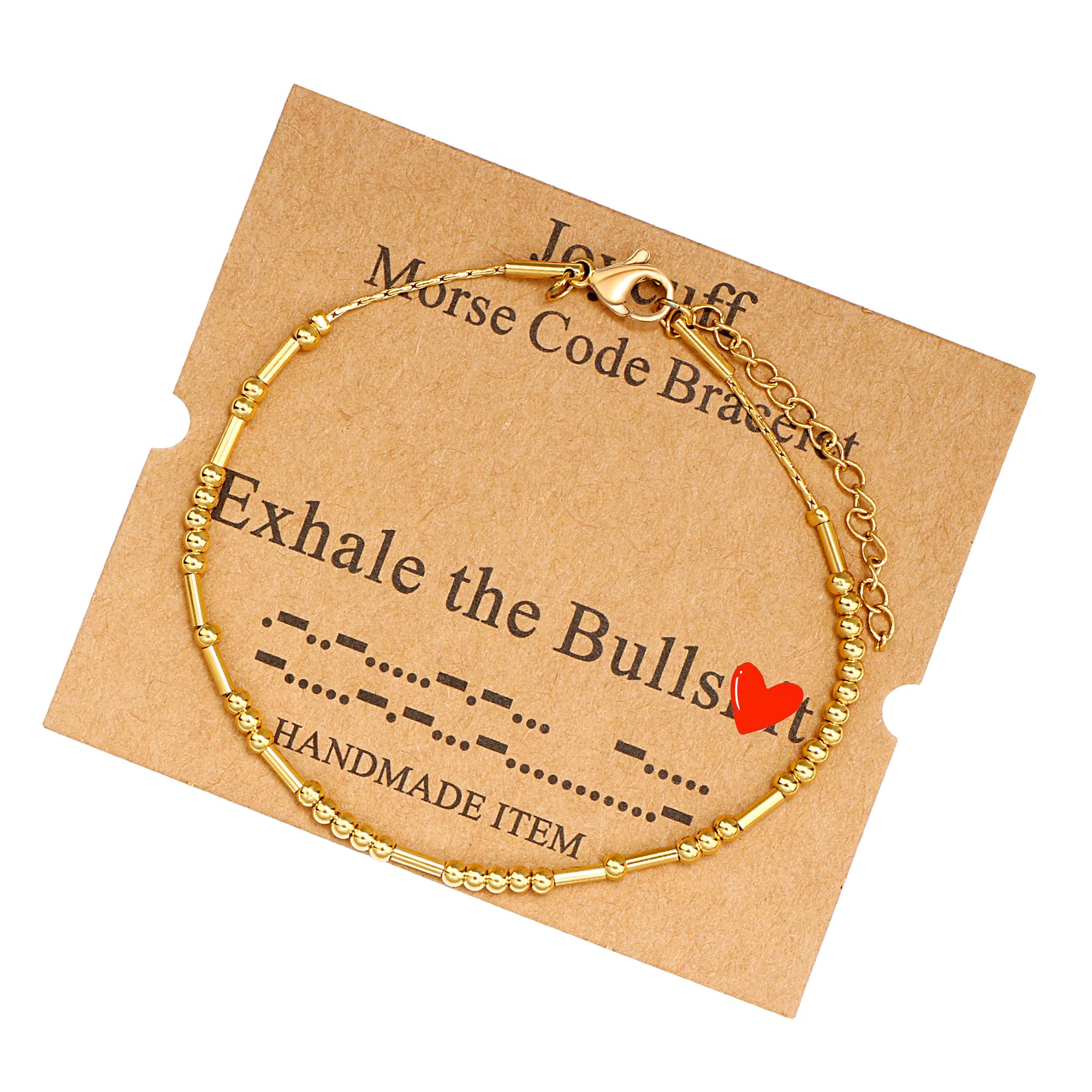 JoycuFF Morse Code Bracelets for Women Exhale Inspirational Birthday Mother's Day Christmas Gifts for Best Friend Mom Sister Dau
