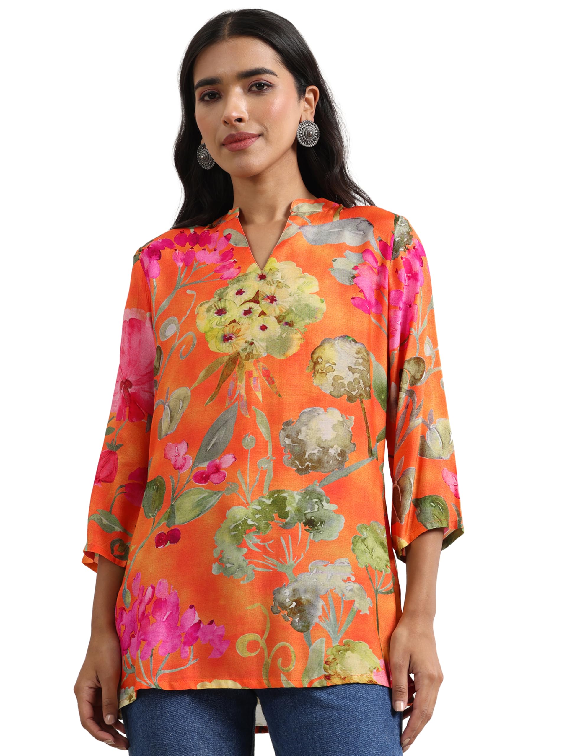 Libas WomenS Printed Regular Kurta Set (98194_Orange