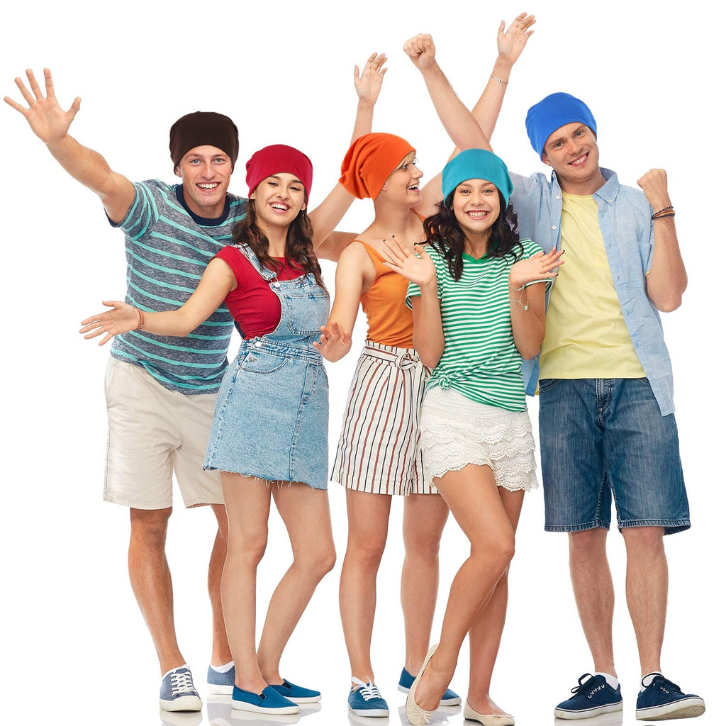 Outus 7 Pcs Dwarf Hats Thin Knit Slouchy Cap Beanies Halloween Crayon Hat Hip Hop Sleep Cap Dwarf Costume for Cosplay