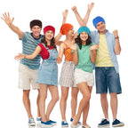 Outus 7 Pcs Dwarf Hats Thin Knit Slouchy Cap Beanies Halloween Crayon Hat Hip Hop Sleep Cap Dwarf Costume for Cosplay