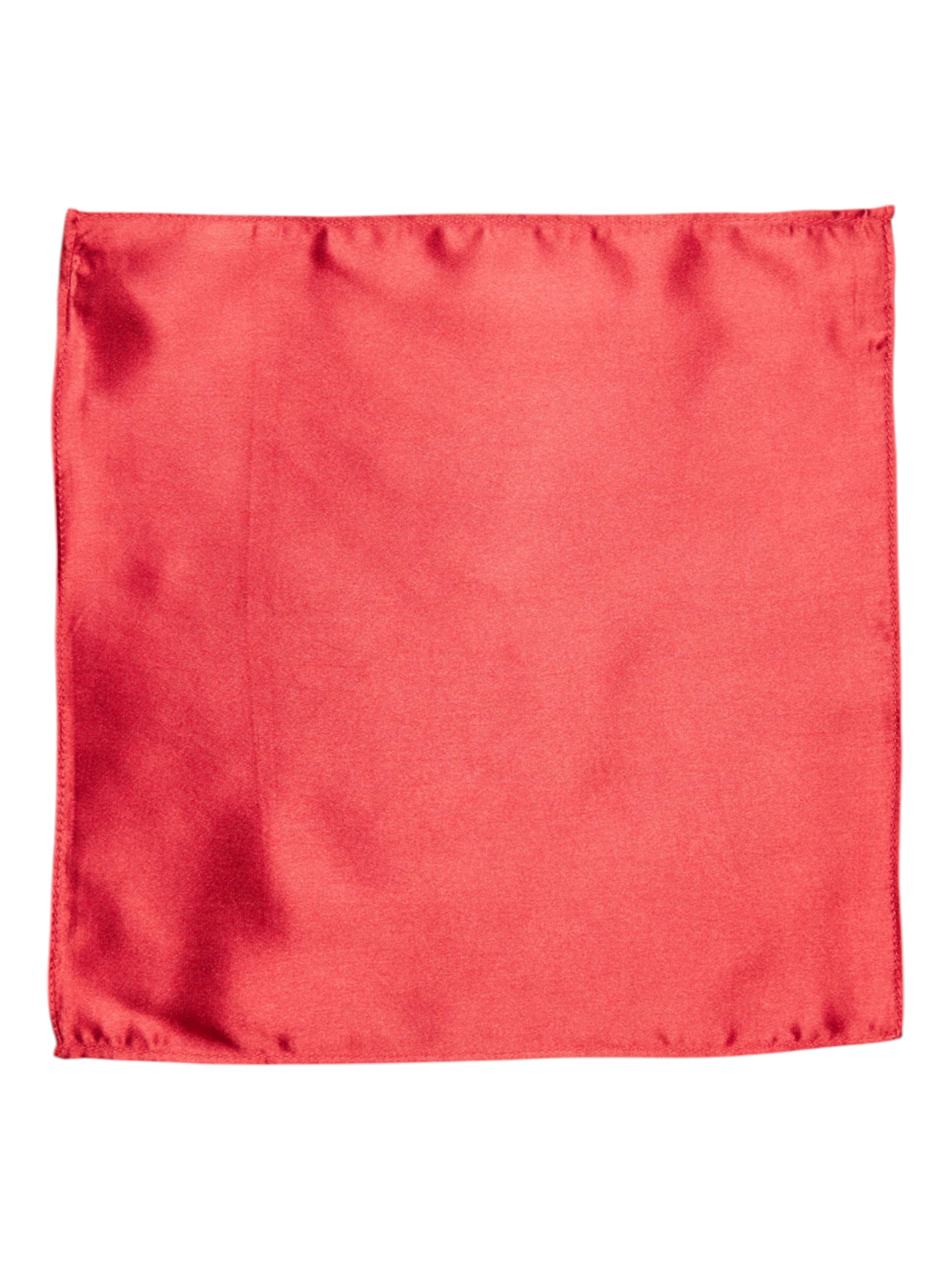 Manyavar Mens Satin Solid Pocket Square (Red)
