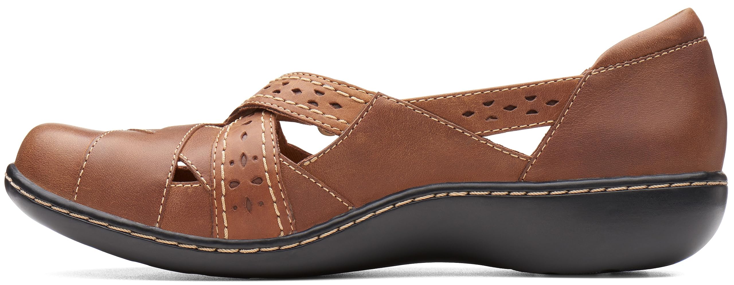 Clarks Womens Ashland Spin Q Mary Jane Flat, Dark tan Leather,8 Wide