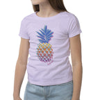 Girls Crew Tee - Pineapple Love - Lilac by DelSol for Women - 1 Pc T-Shirt (YXS)