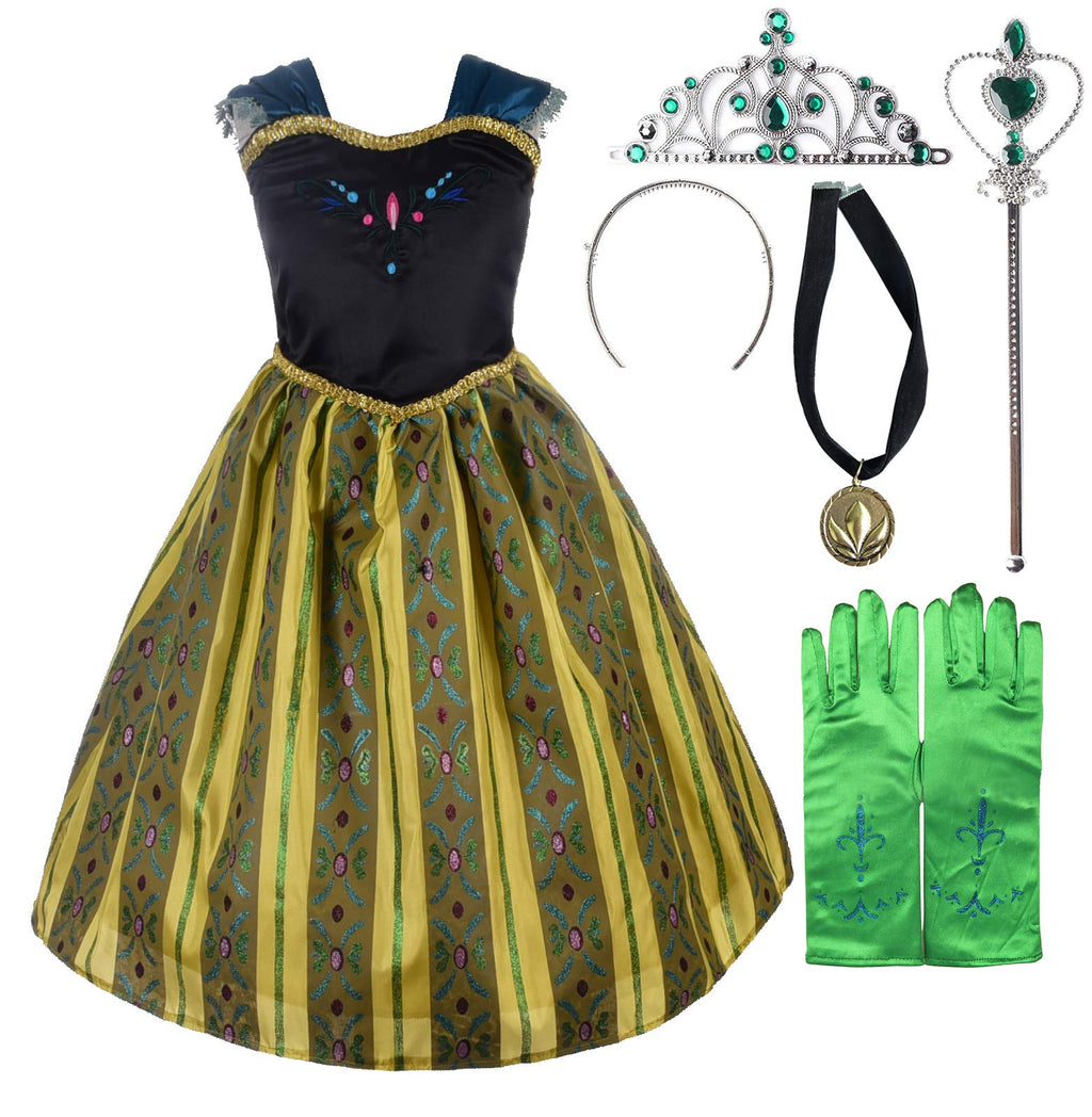 Lito Angels Girls Princess Coronation Gown Costumes Halloween Birthday Fancy Party Dress Up with Accessories Size 8-10 Green 111