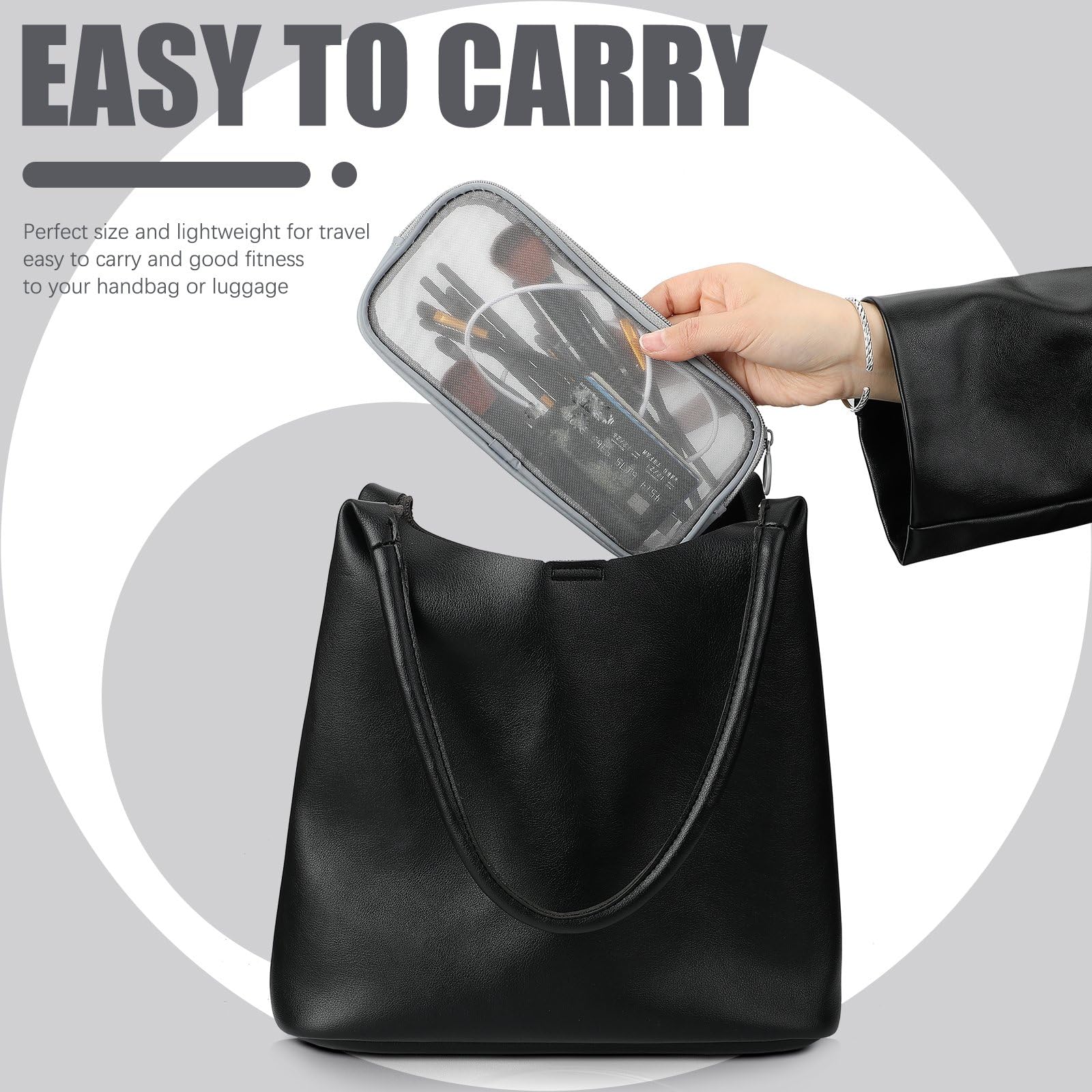 Weewooday 4 Pcs Mesh Makeup Bag Mesh Cosmetic Bag Travel Toiletry Bag Pouch with Zipper Mini Portable Makeup Cosmetic Travel Toi