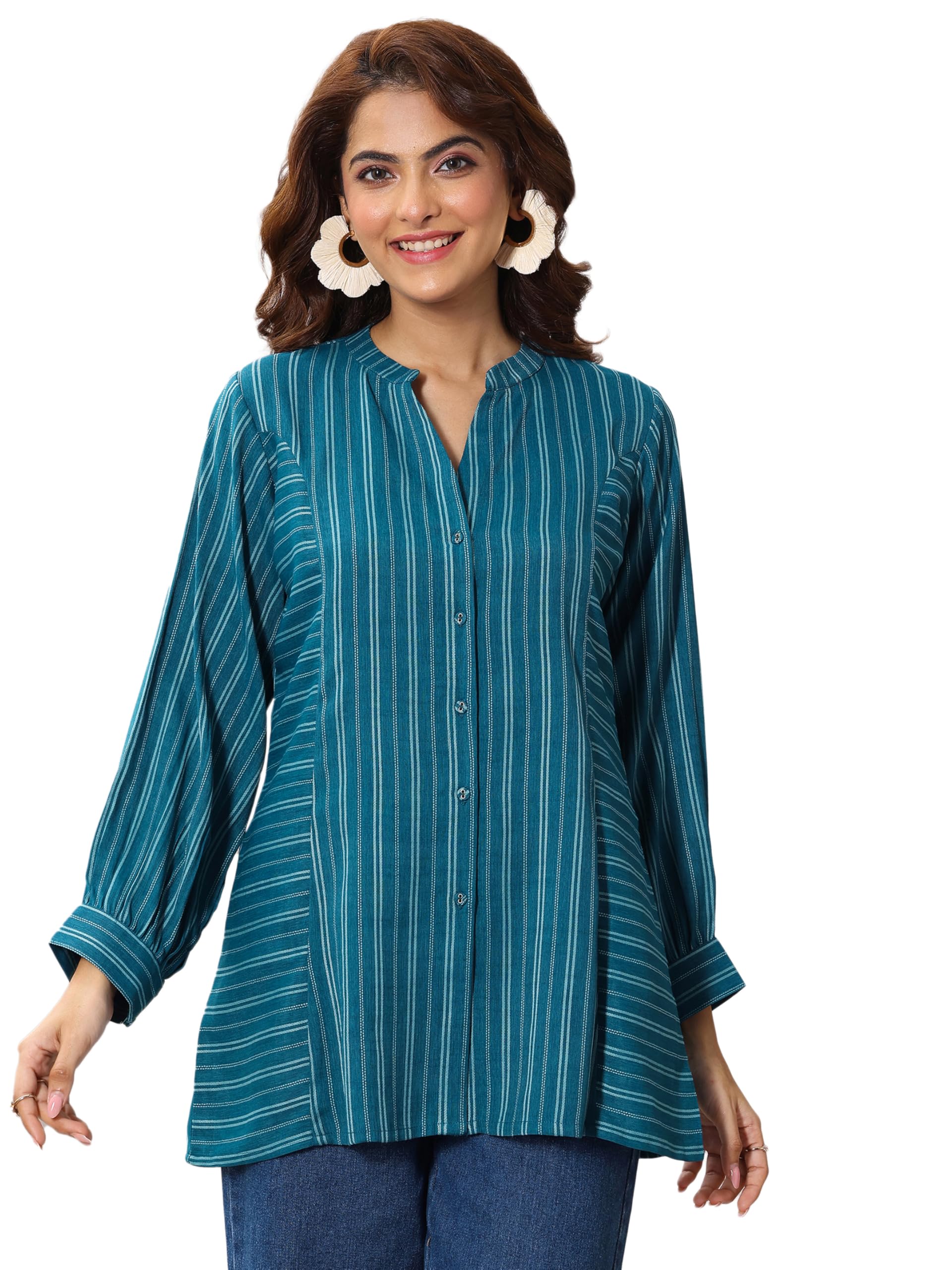 Libas Womens Woven Design Cotton Blend Straight Kurti For Women