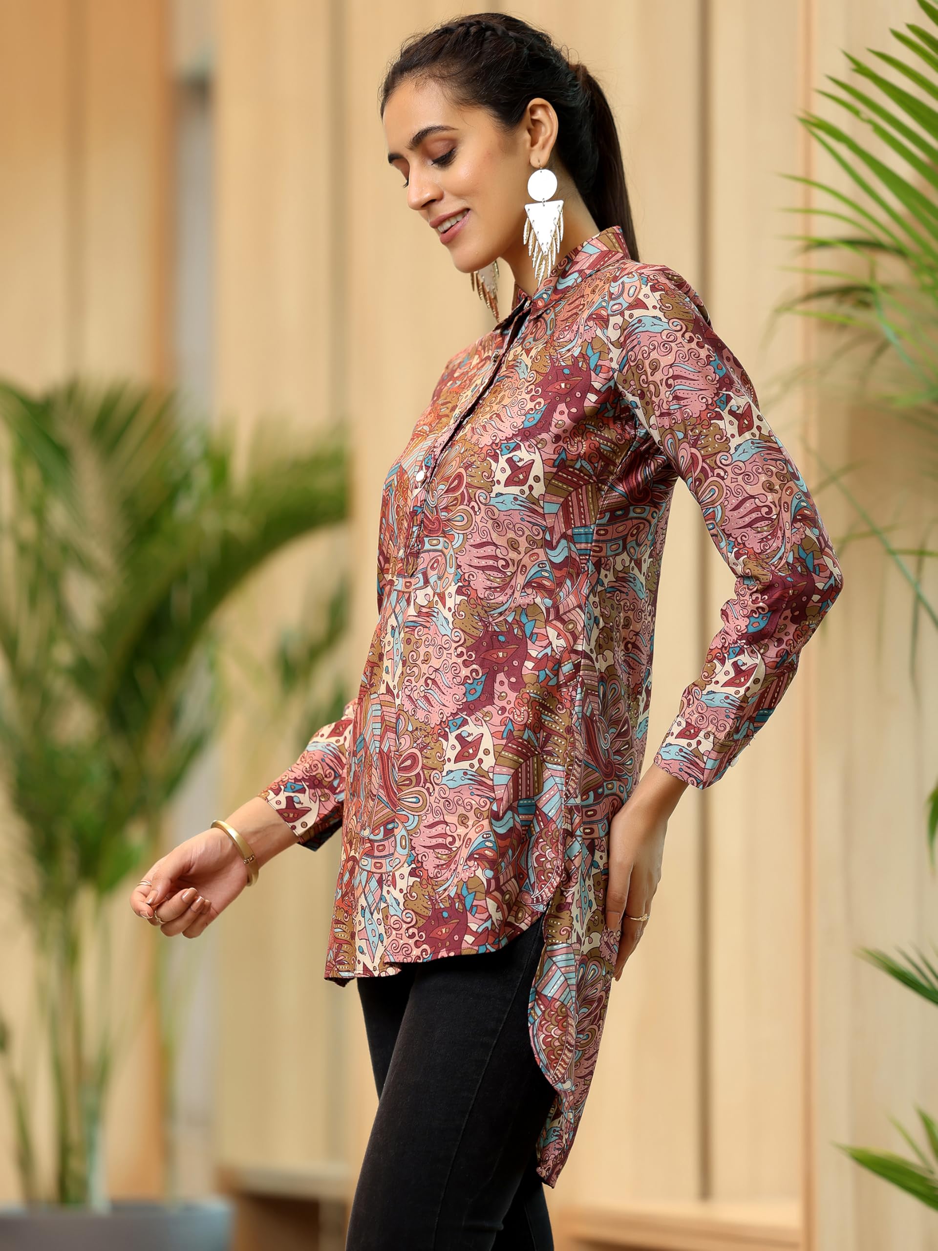 Libas WomenS Silk Blend Printed Straight Kurtis (37210_Mauve