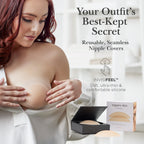 Nippies Nipple Cover - Sticky Adhesive Silicone Nipple Pasties - Reusable Pasty Nipple Covers for Women with Travel Box Crme