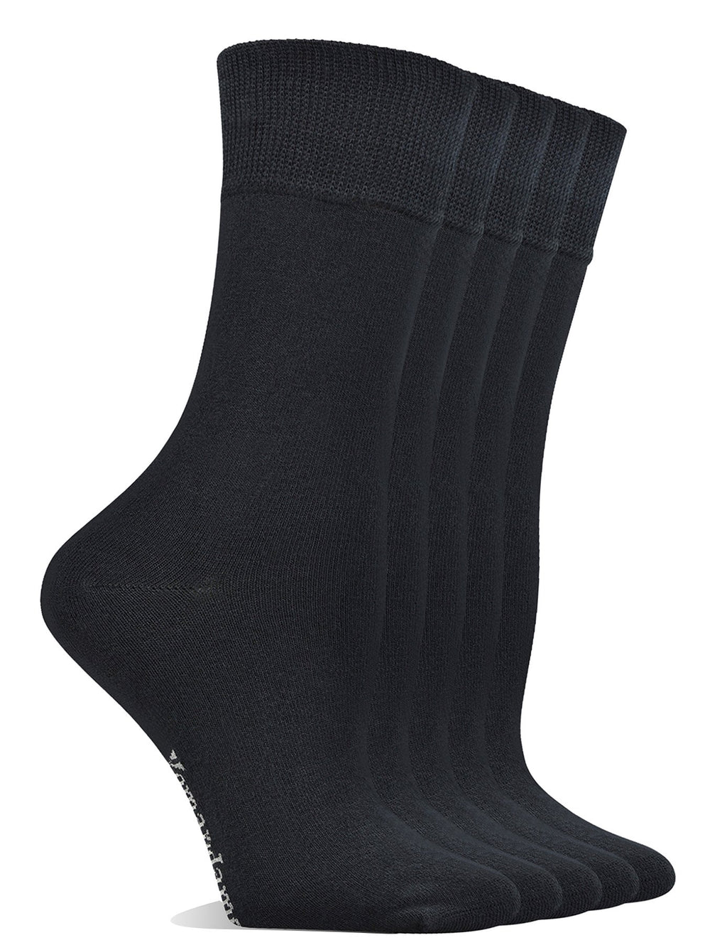 Yomandamor Women's Best Seamless Crew Dress Black Socks,5 Pairs L Size