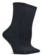 Yomandamor Women's Best Seamless Crew Dress Black Socks,5 Pairs L Size