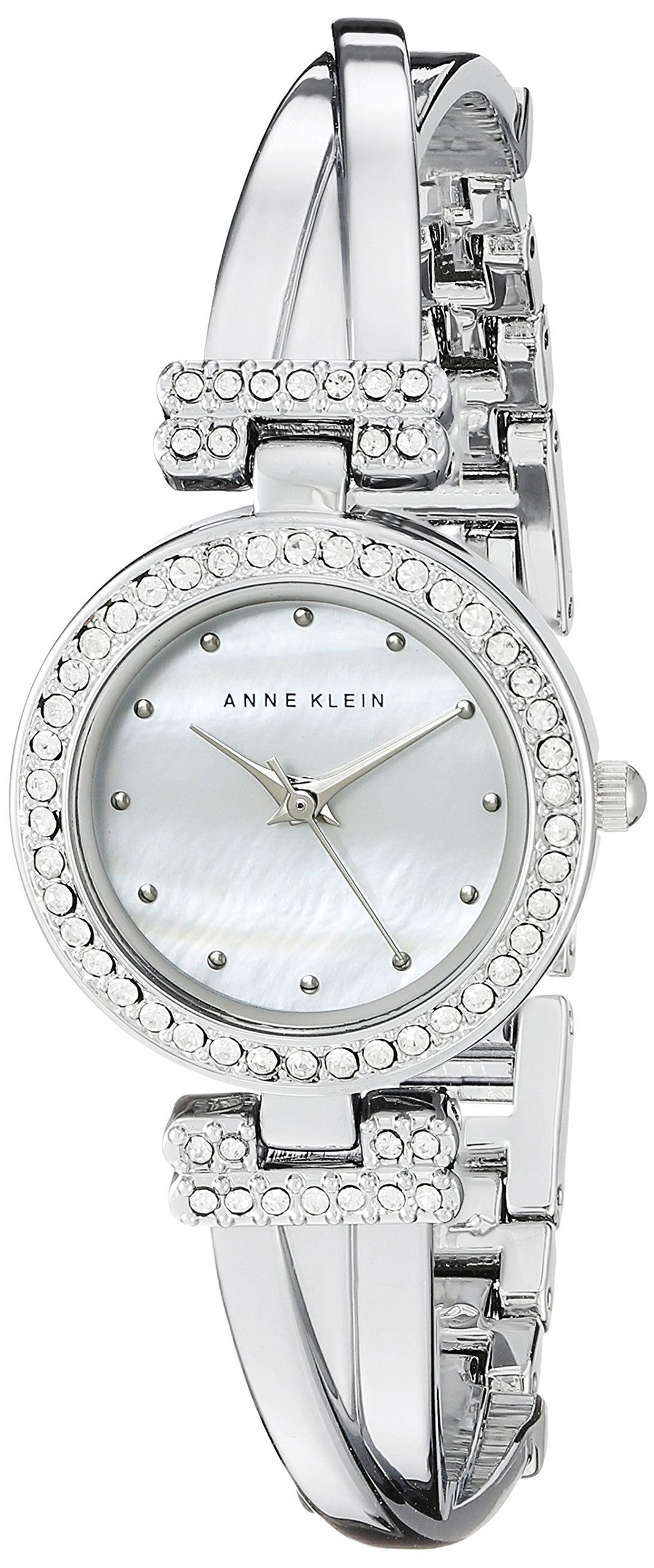 Anne Klein Women's AK/1869SVST Premium Crystal-Accented Silver-Tone Bangle Watch and Bracelet Set