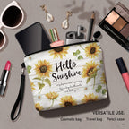 Hglian Sunflower Travel Makeup Bag Inspirational Cosmetic Toiletry Bags Cute Zipper Wristlet Pouch for Purse Travel Accessories