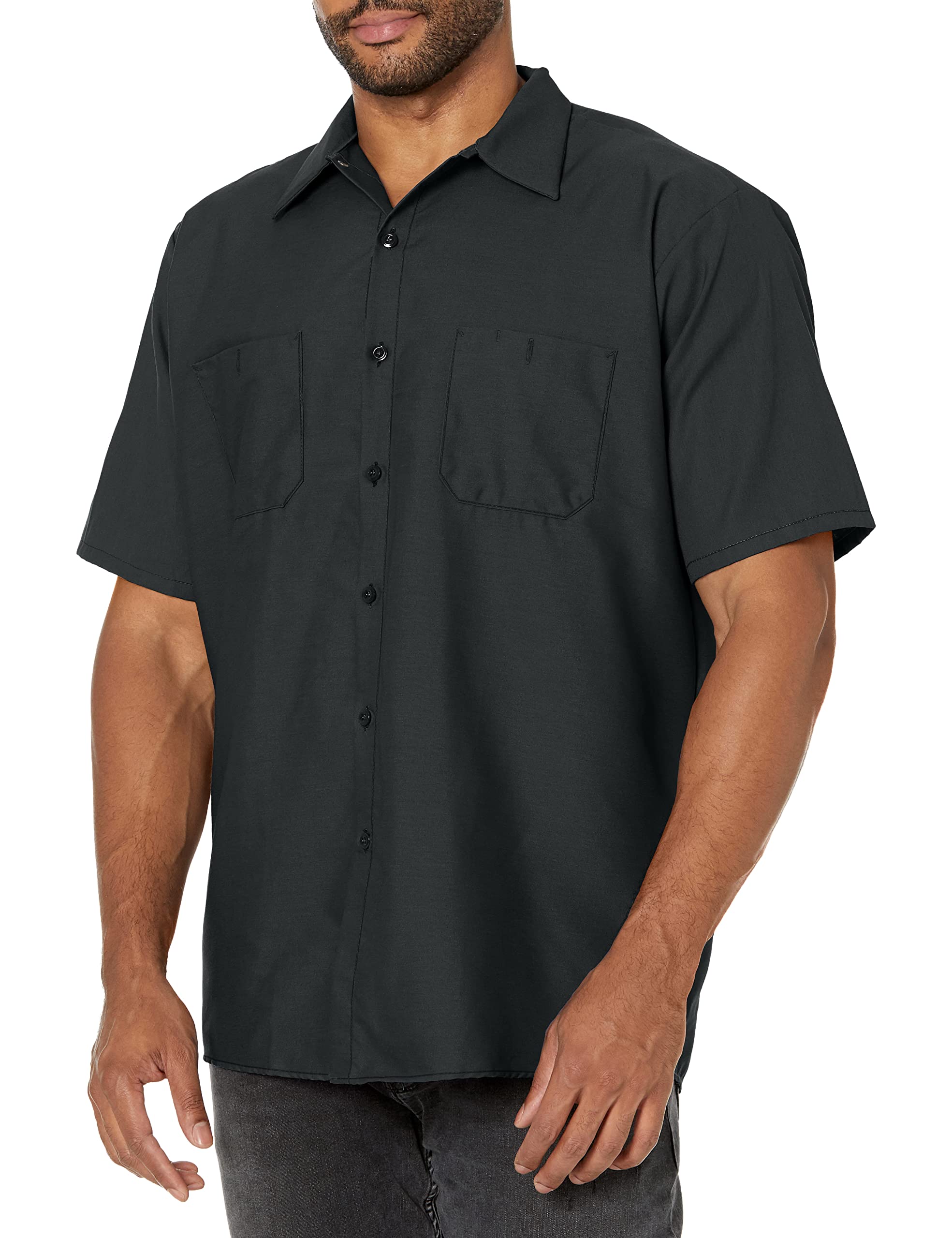 Red Kap Mens Standard Industrial Work Shirt, Regular Fit, Short Sleeve, charcoal, 4X-Large