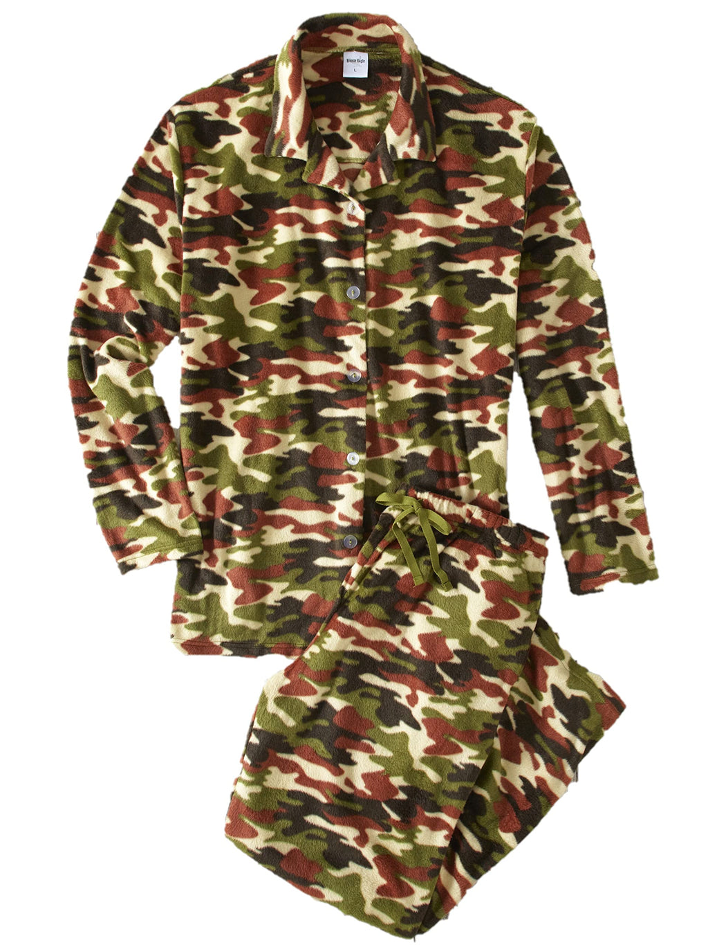 Men's Notch Collar Fleece Pajama Sets - Camouflage Medium