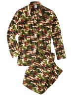 Men's Notch Collar Fleece Pajama Sets - Camouflage Medium