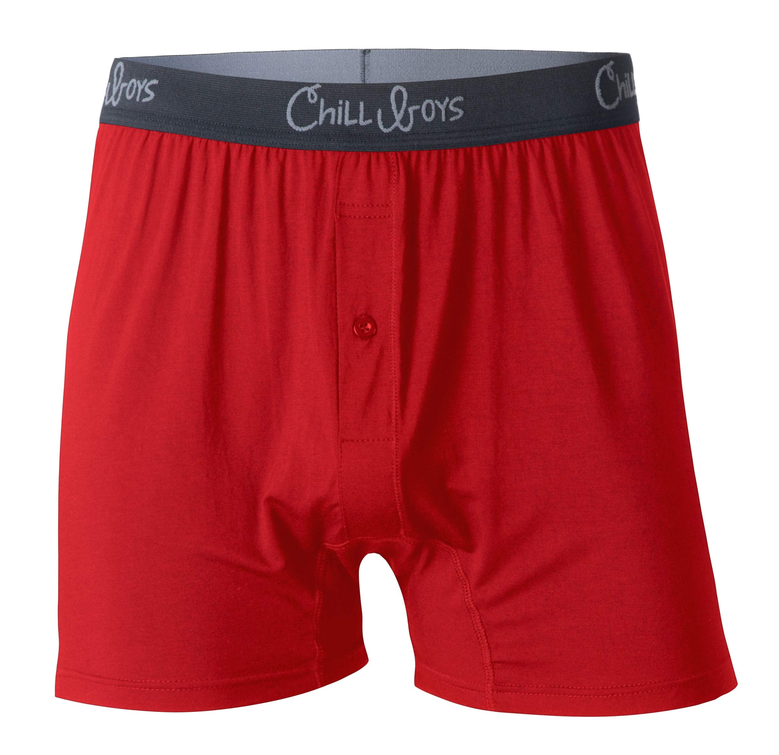 Chill Boys Soft Bamboo Boxers for Men - Cool Comfortable, Breathable Mens Underwear - Boxer Shorts (Medium, Bamboo Red)