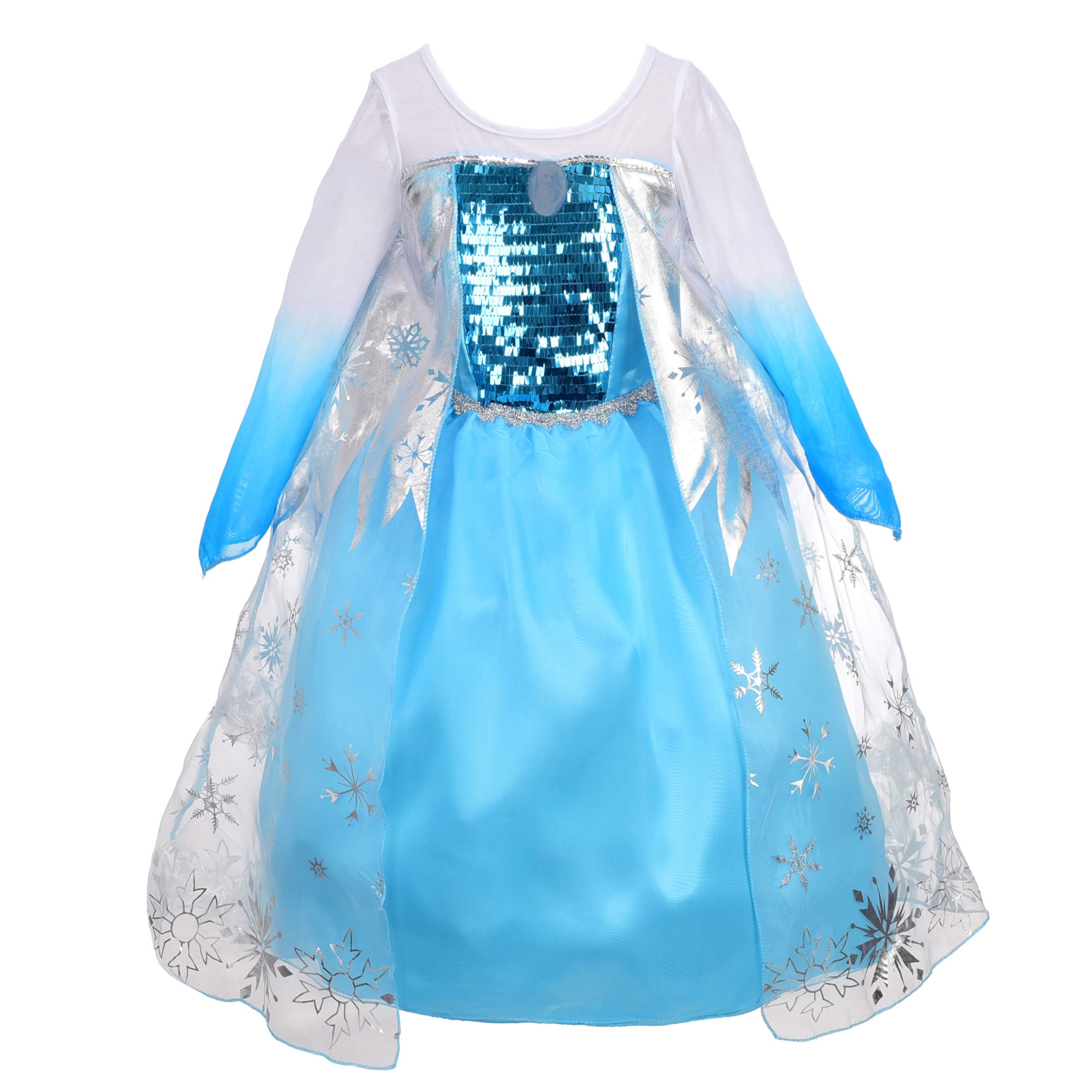 Dressy Daisy Girls' Ice Princess Dress Costume Birthday Halloween Christmas Fancy Party Dresses with Cape Size 6-6X Style B