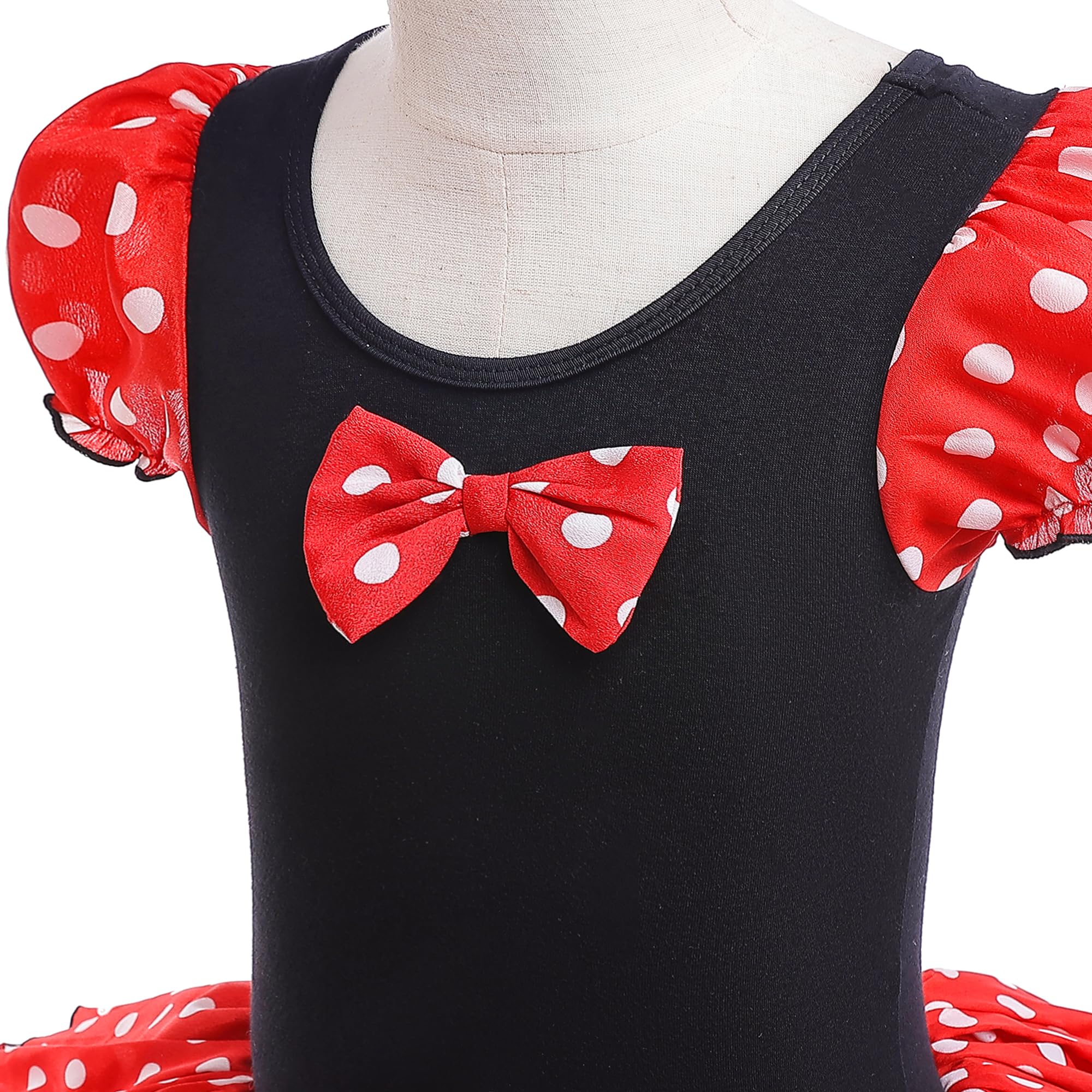 Dressy Daisy Girls' Polka Dots Halloween Christmas Fancy Dress Dance Costume with Headband Size 6-7 Red & Black