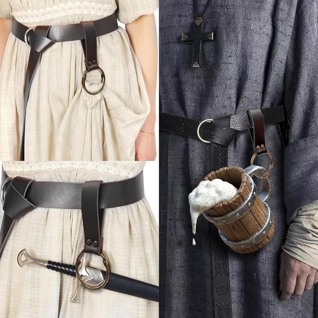 Ren Faire Costume Sets Medieval Belt Pouch Casual Fanny Pack Phone Holder Steampunk Festival Cosplay Accessory Waist Bag (1-Blac