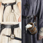 Ren Faire Costume Sets Medieval Belt Pouch Casual Fanny Pack Phone Holder Steampunk Festival Cosplay Accessory Waist Bag (1-Blac