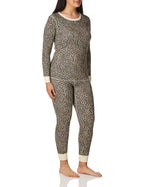 Fruit of the Loom Women's Micro Waffle Premium Thermal Set, Animal Print, X-Large