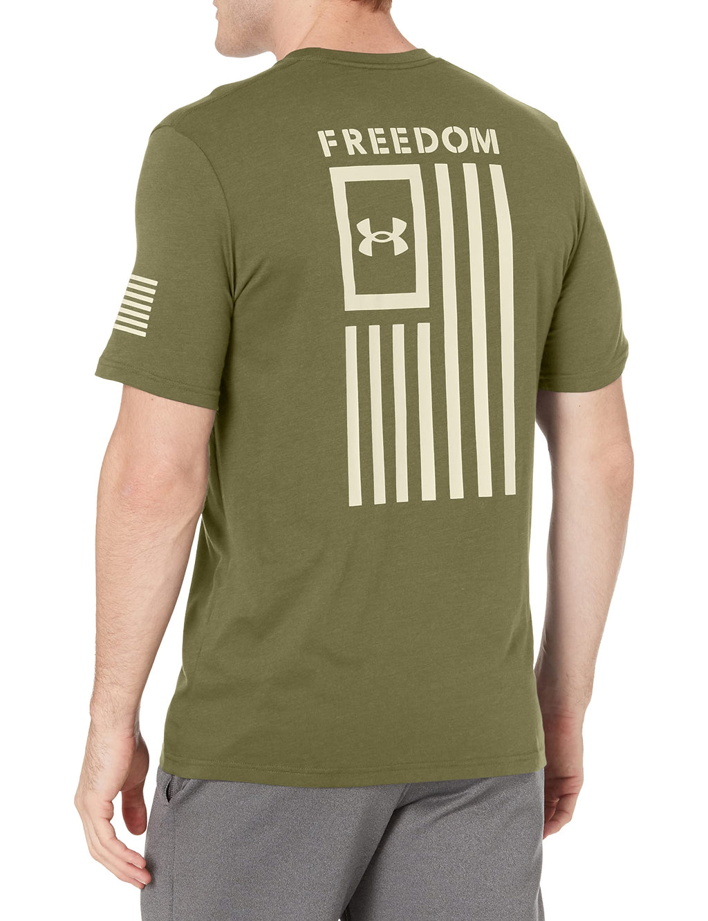 Under Armour Men's New Freedom Flag T-Shirt, Marine Od Green (390)/Desert Sand, X-Large