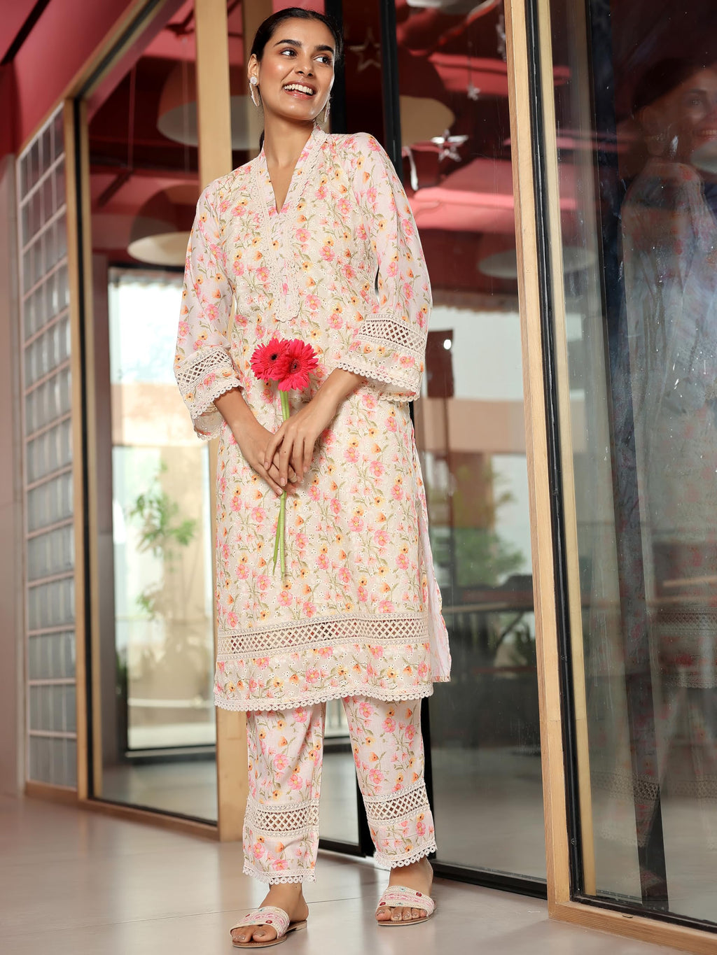Libas WomenS Pure Cotton Kurta Sets (35589_Beige