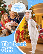 CANASOUR Hippo Onesie Kids Animal Halloween Cosplay Costume for 8-10 Years Girls Unisex Outfuit One Piece Hooded Soft Pajamas Gr