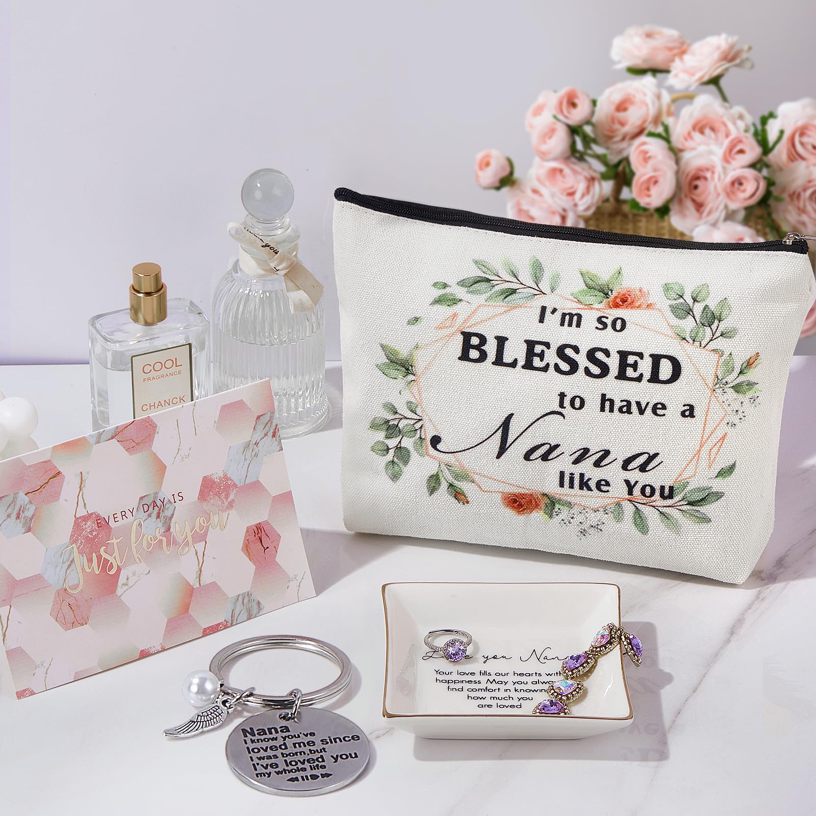 Nana Gifts Basket Jewelry Dish Set, Nana Christmas Gifts from Grandchildren, Birthday Gifts for Nana Grandma Gigi Mimi, Nana Chr