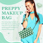 58 Pcs Checkered Makeup Bag Set Preppy Aesthetic Portable Cosmetic Bag Travel Makeup Pouch 7 Pcs Heishi Surfer Bracelets with 50