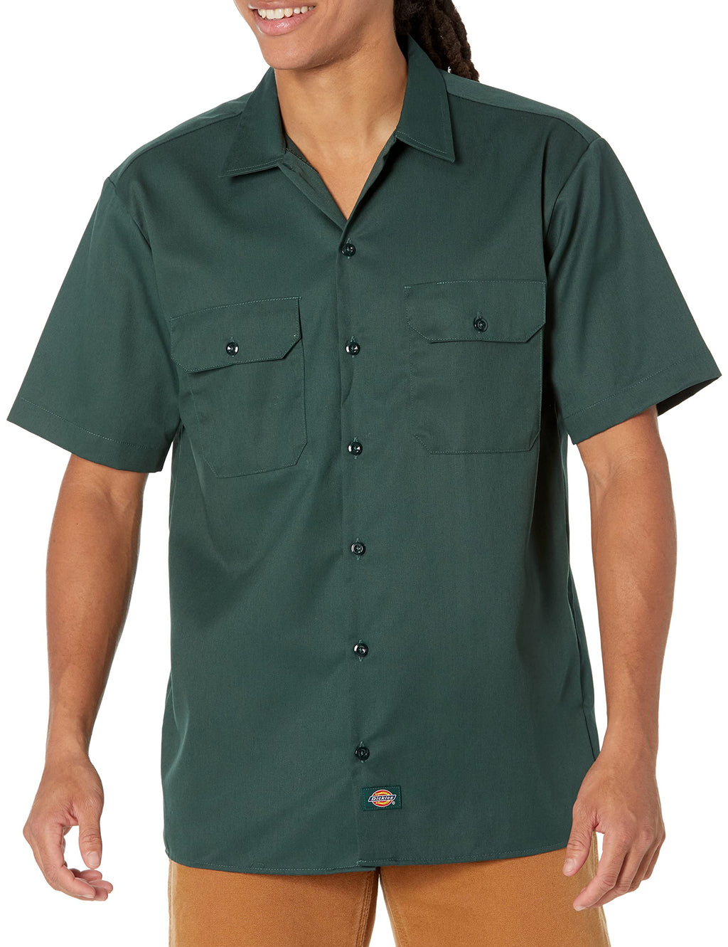 Dickies mens Short-sleeve Work Shirt, Hunter Green, Small