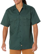Dickies mens Short-sleeve Work Shirt, Hunter Green, Small