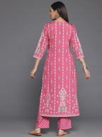 Libas Coral Printed Poly Crepe Straight Kurta With Trousers
