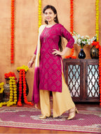 Aarika Girls Maroon Colour Printed Cotton Kurti (10-15 Years)