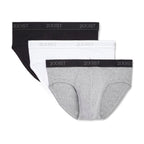 2(X)IST mens Essential Cotton Contour Pouch Brief 3-Pack,White/Black/Grey Heather,Medium