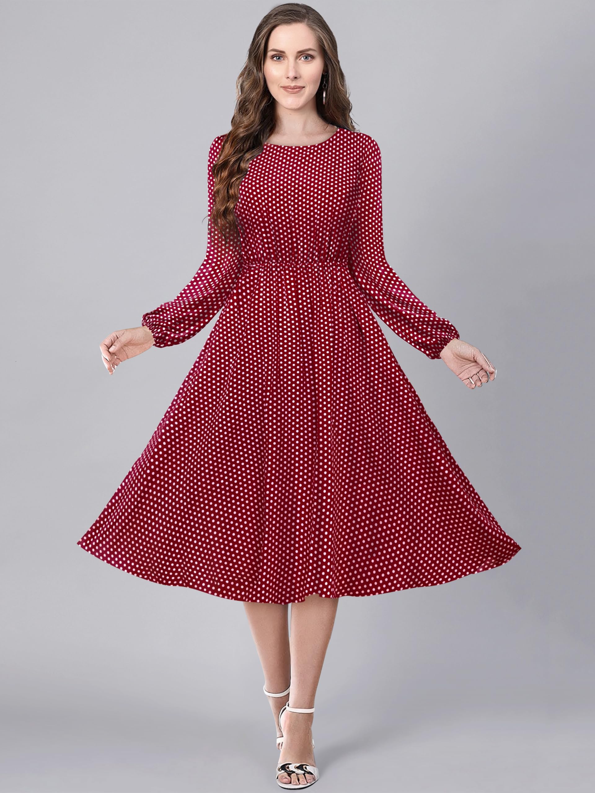 Toochki Dress For Women | Dresses For Women | One Piece Dress | Flared Dress For Women | Maroon Dress | Midi Length Dress | Cott