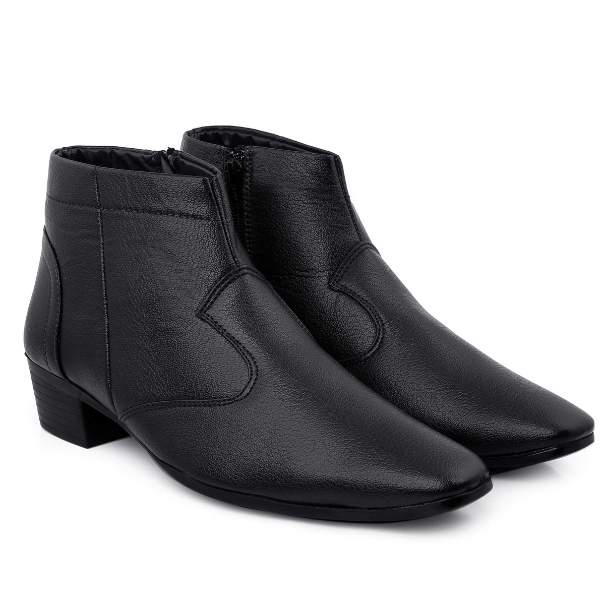 YUVRATO BAXI Mens Height Increasing Formal Wear Latest Black Zipper Boots 5