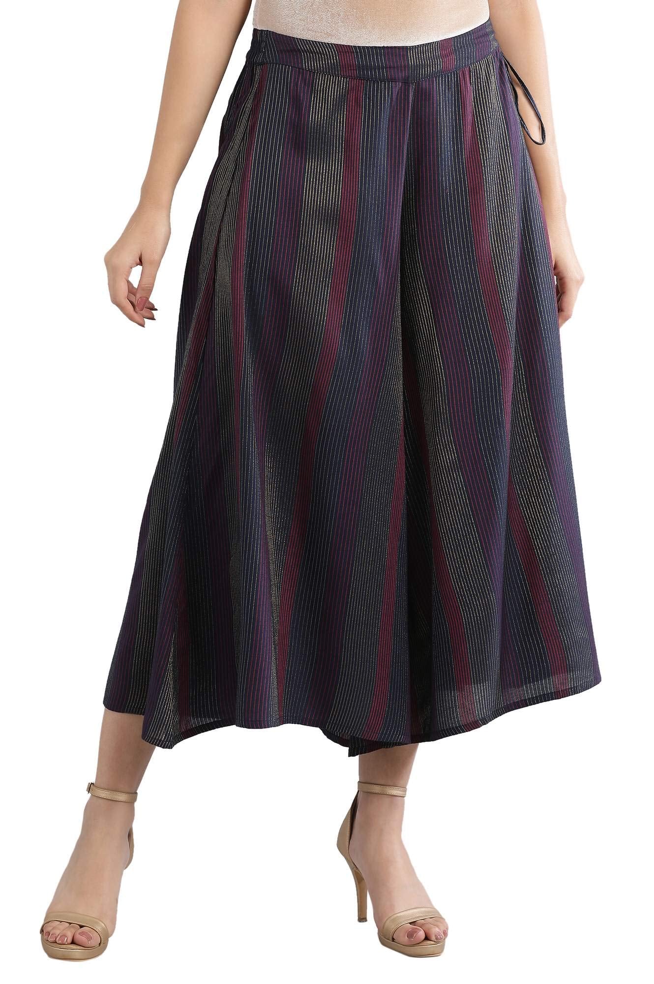 Aurelia Women Blue Solid Flared Palazzos_21FEA60053-701298_2XL