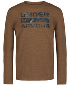 Under Armour Boys Outdoor Long Sleeve Tee, Stylish Crew Neckline, Cute Full Fit T Shirt, Baroque Green Graphic, X-Large US