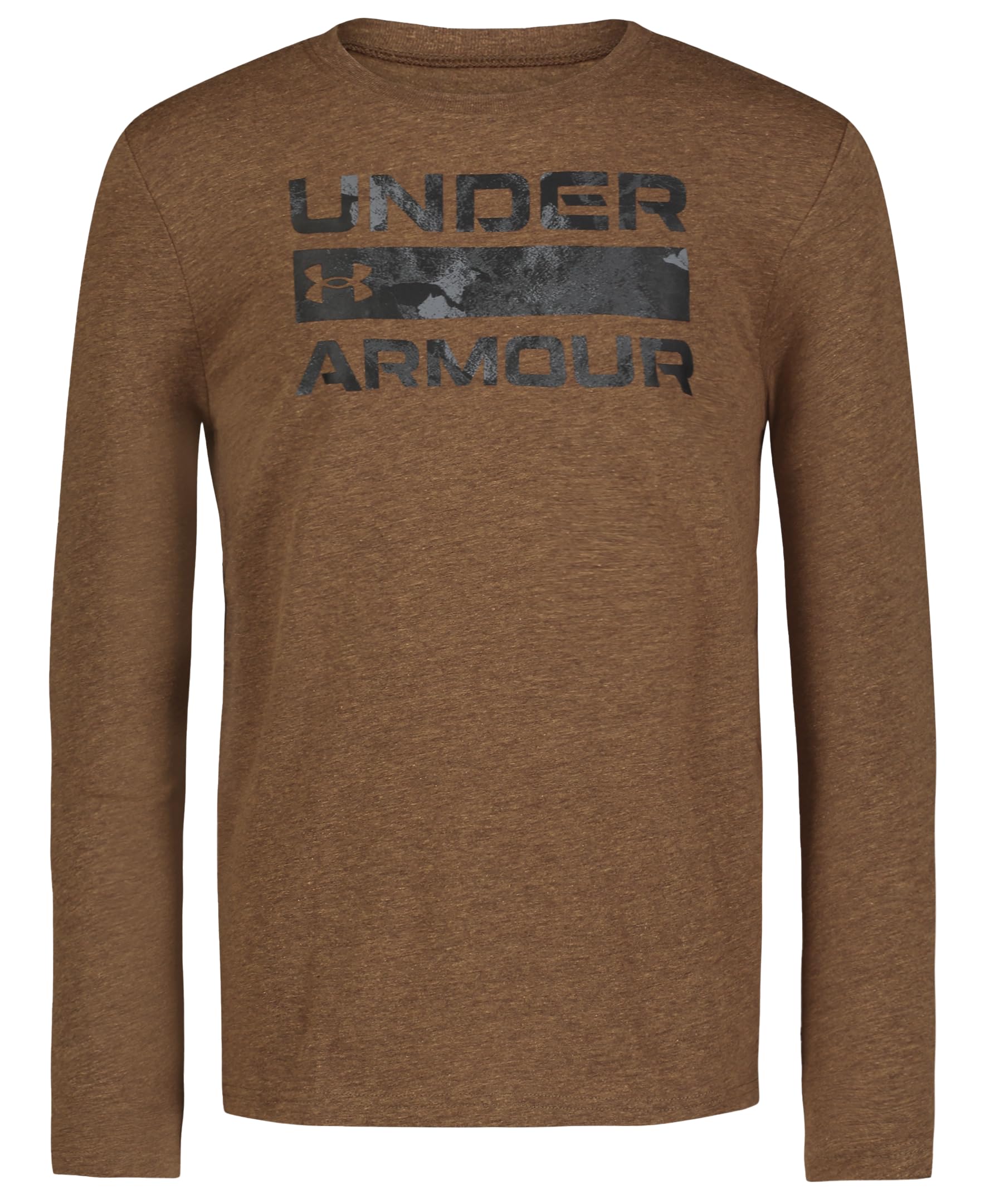 Under Armour Boys Outdoor Long Sleeve Tee, Stylish Crew Neckline, Cute Full Fit T Shirt, Baroque Green Graphic, X-Large US