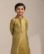 Manyavar Boys Green Art Silk Kurta Pyjama Set(3-4 Years)