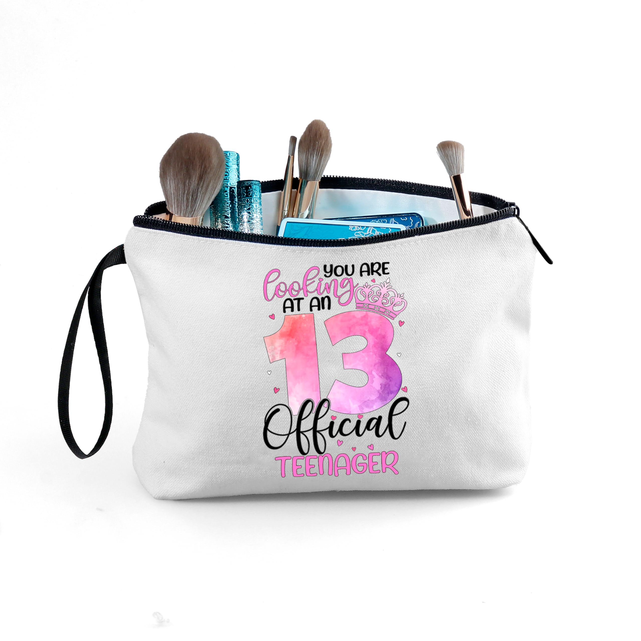 13 Year Old Girl Birthday Gifts, Gifts for 13 Year Old Girls, Teen Girl Birthday Gifts, Makeup Bag with Compact Mirror, Birthday