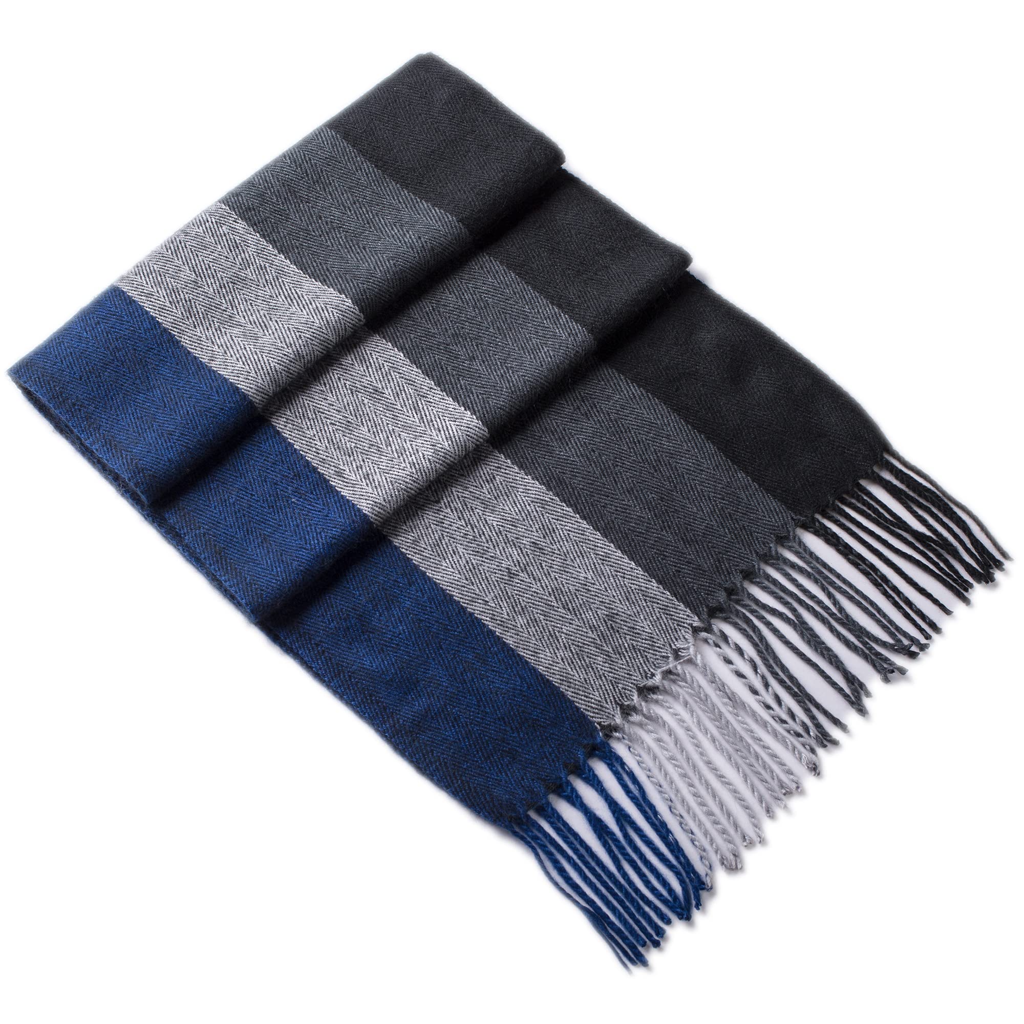 Alpine Swiss Mens Plaid Scarf Softer Than Cashmere Scarves Winter Shawl Black Blue Stripe