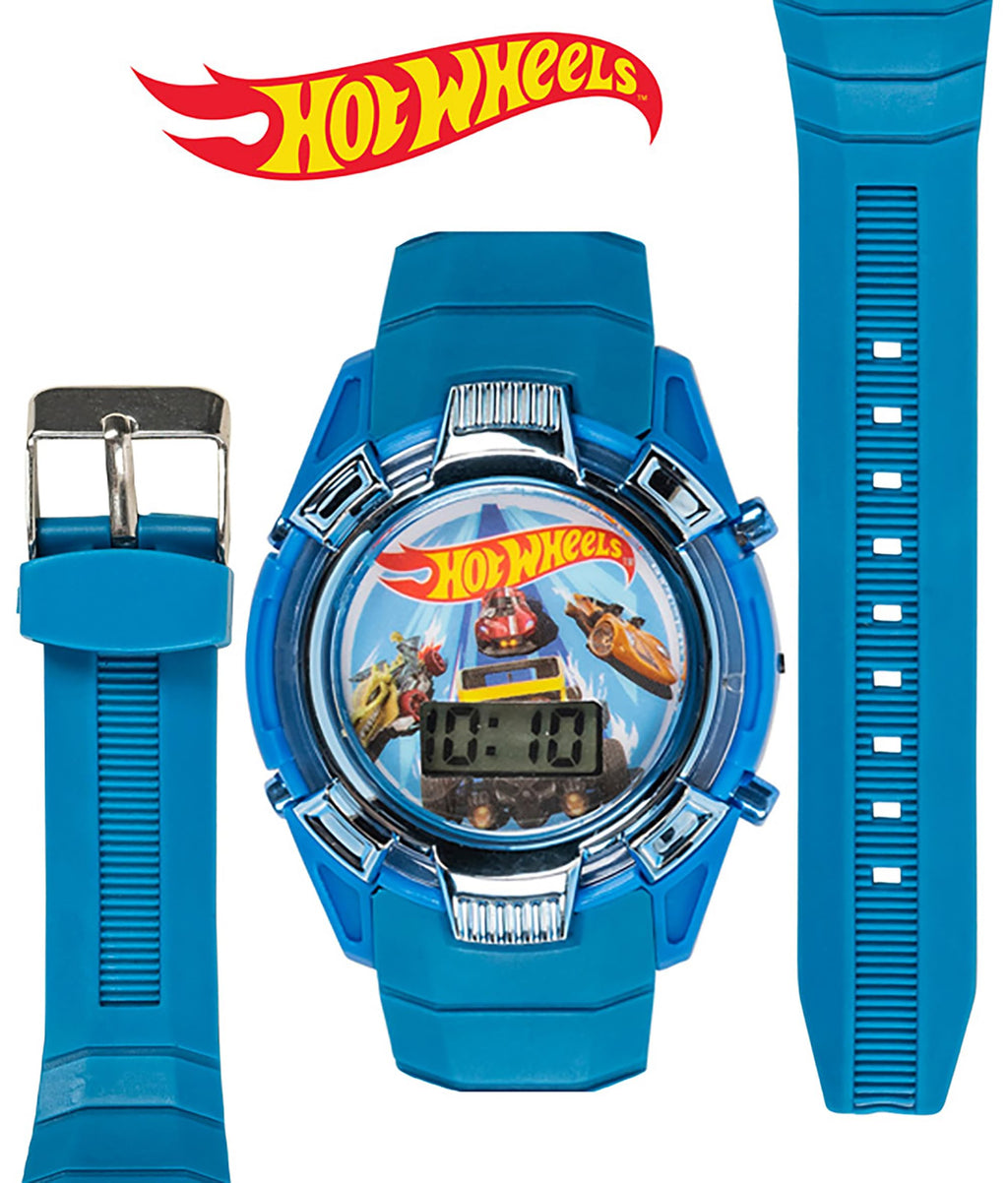 Hot Wheels Kids Watch - Light-Up LCD Display, Adjustable Comfortable Strap, Collectible Tin - Perfect for Boys and Girls