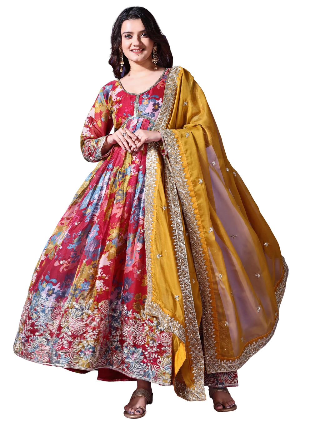 Fashion Basket Russian Silk Printed Dress For Women Pink