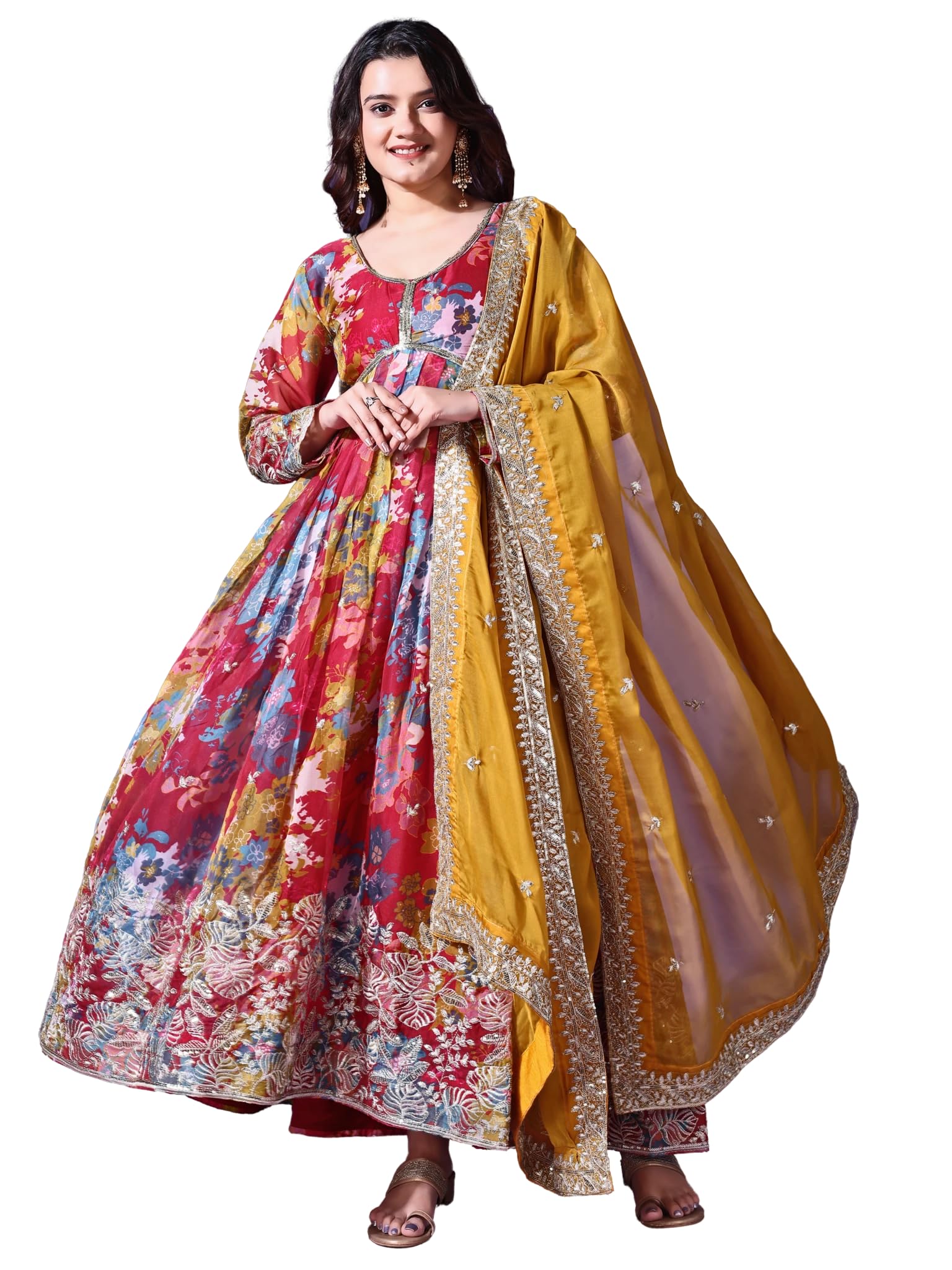Fashion Basket Russian Silk Printed Dress For Women Pink