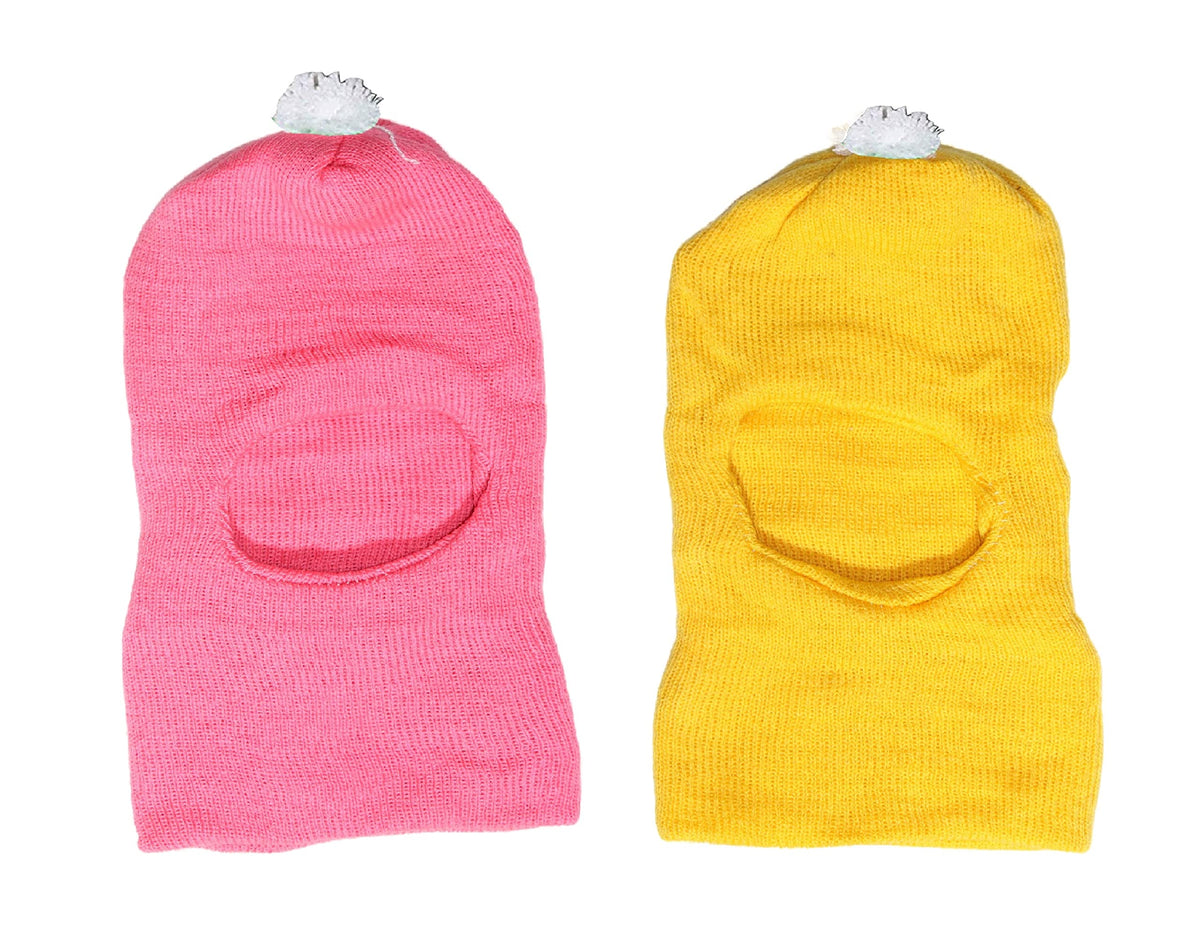 Ketkar Unisex Monkey Cap, Made Of Soft Woolen For Better Comfort And Design_Pack Of 02(Light Pink|Yellow,06 Months) 0-6