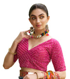 Pujia Mills Georgette Womens Fancy Readymade Half Sleeve Sequins Saree Blouse(Sequins Butti Pink_38)